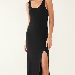 Z Supply Melina Rib Midi Black Tank Dress